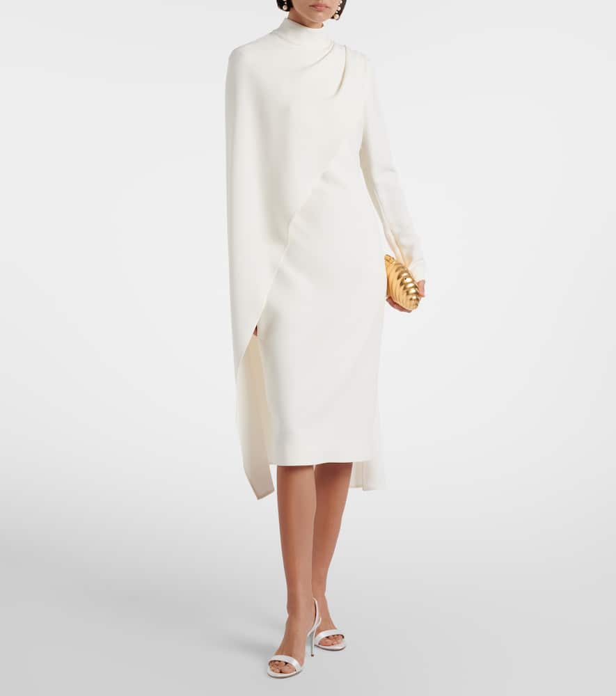 Elie Saab Caped Cady Cocktail Dress In White