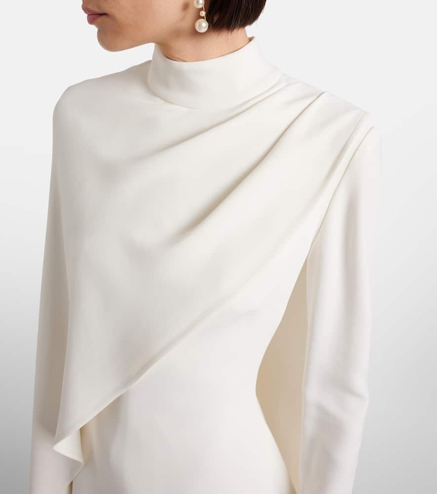 Elie Saab Caped Cady Cocktail Dress In White