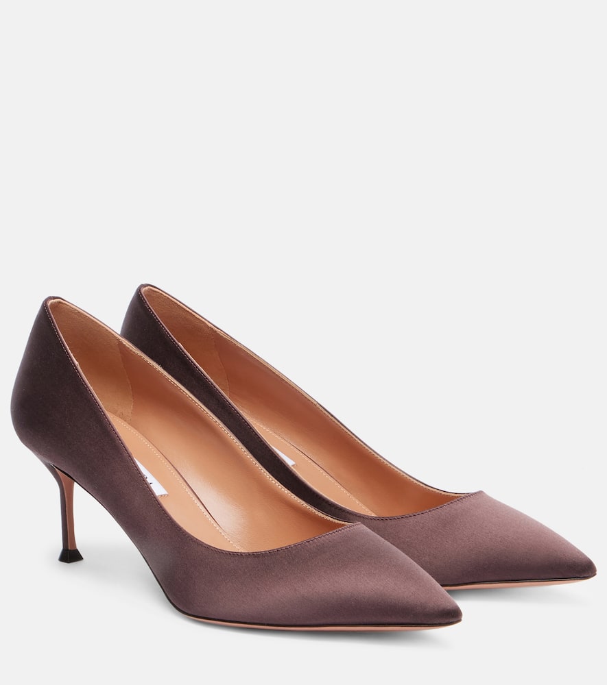 Aquazzura Purist 65 Satin Pumps In Brown