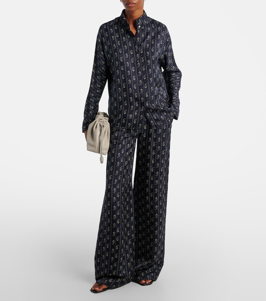 Tory Burch Relaxed Fit Paisley Print High Neck Sweater In Blue
