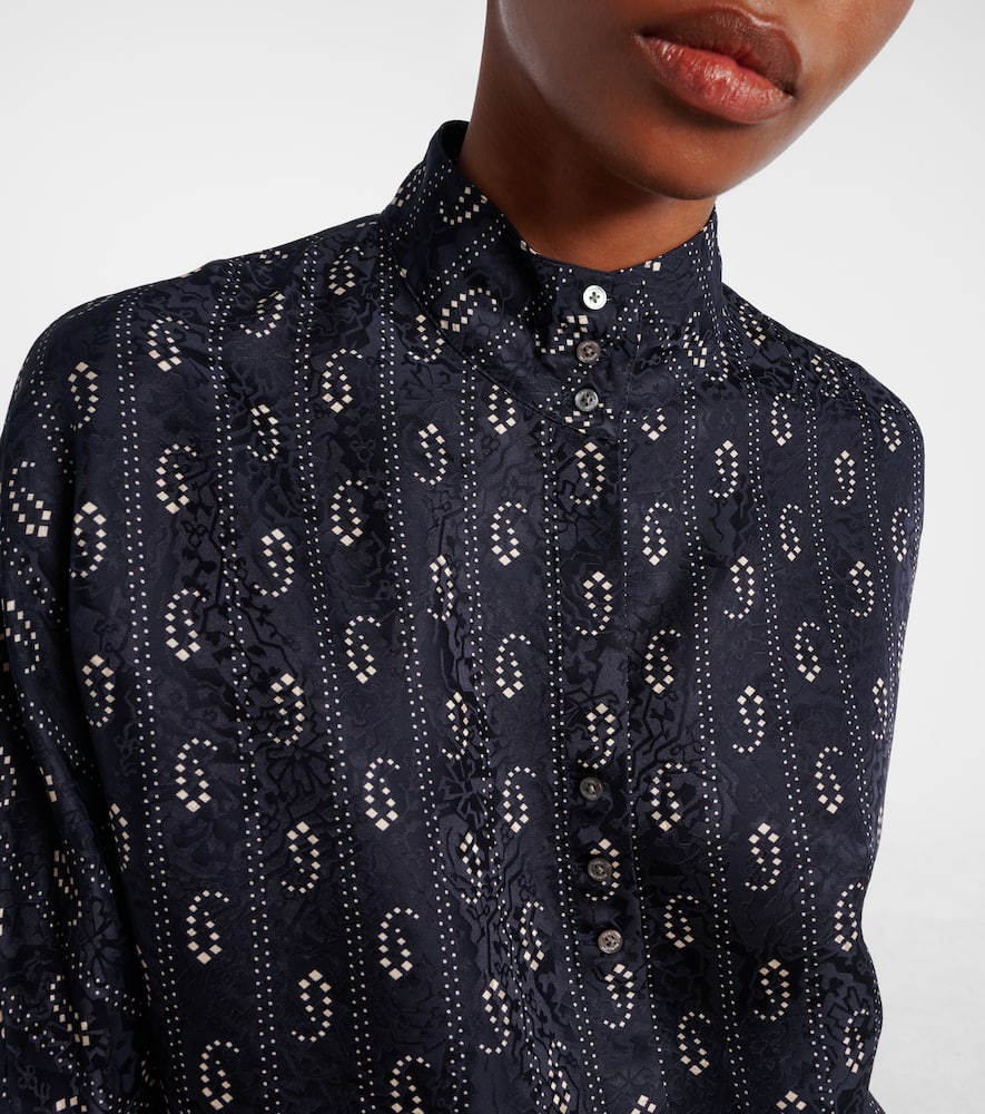 Tory Burch Relaxed Fit Paisley Print High Neck Sweater In Blue