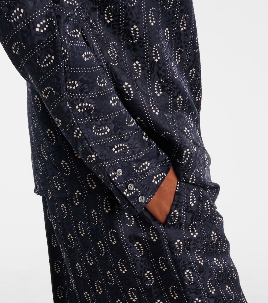 Tory Burch Relaxed Fit Paisley Print High Neck Sweater In Blue