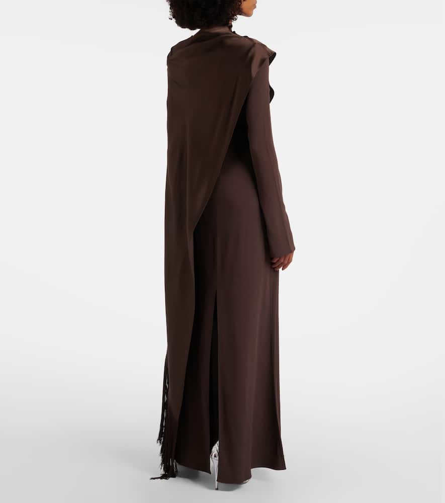 Taller Marmo Mounia Caped Crêpe Cady Gown In Burgundy