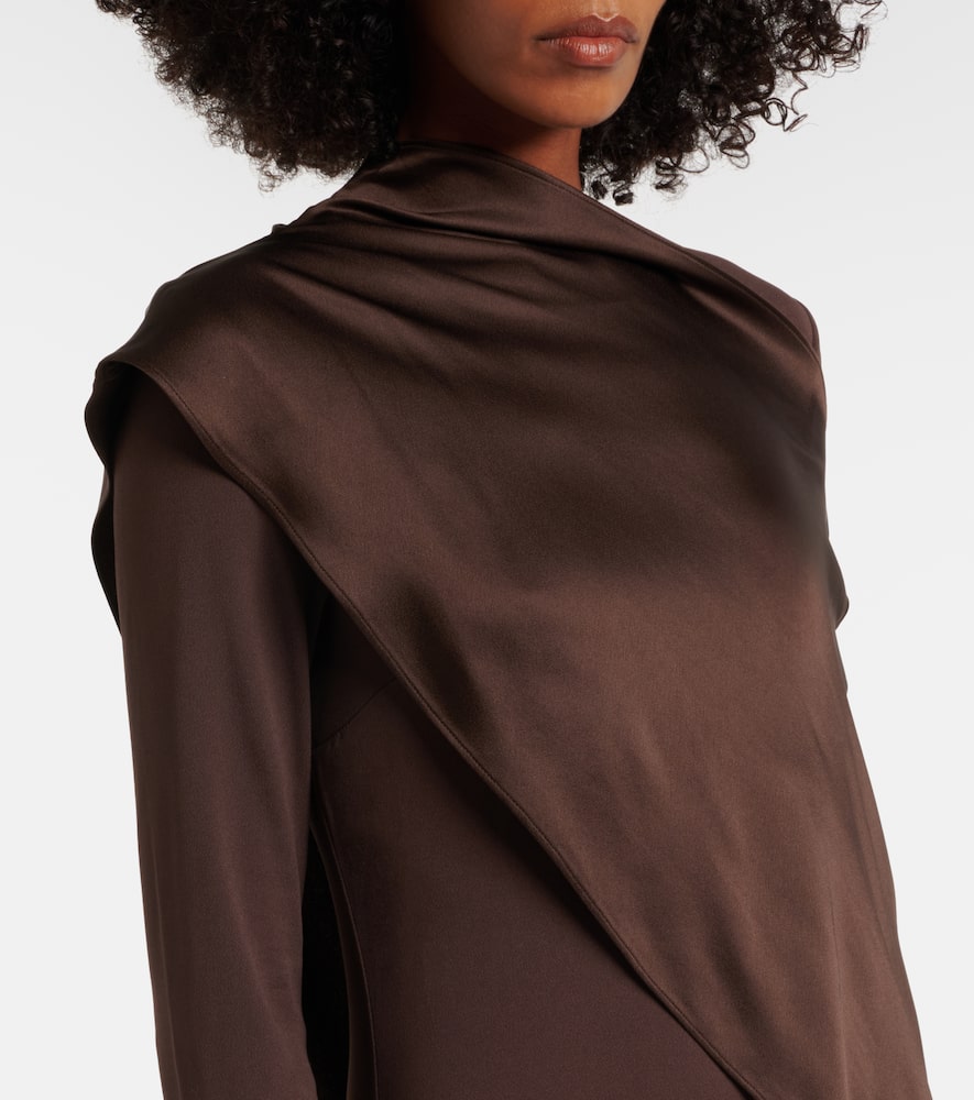 Taller Marmo Mounia Caped Crêpe Cady Gown In Burgundy