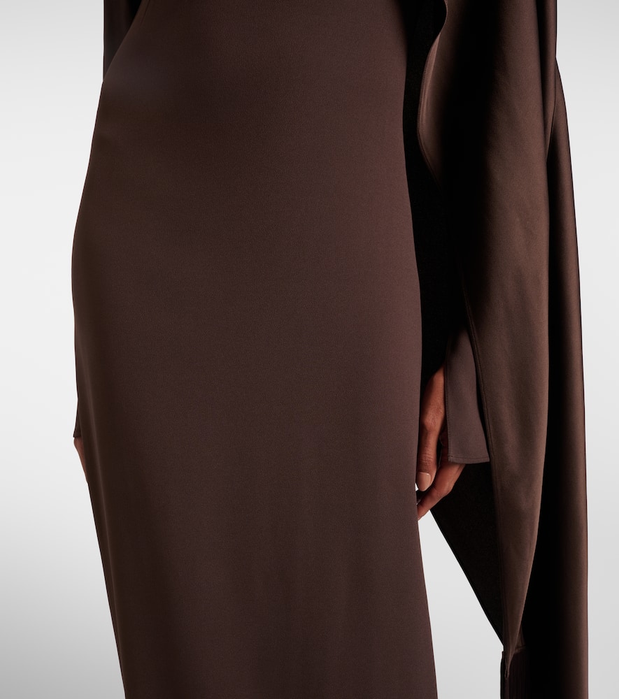 Taller Marmo Mounia Caped Crêpe Cady Gown In Burgundy