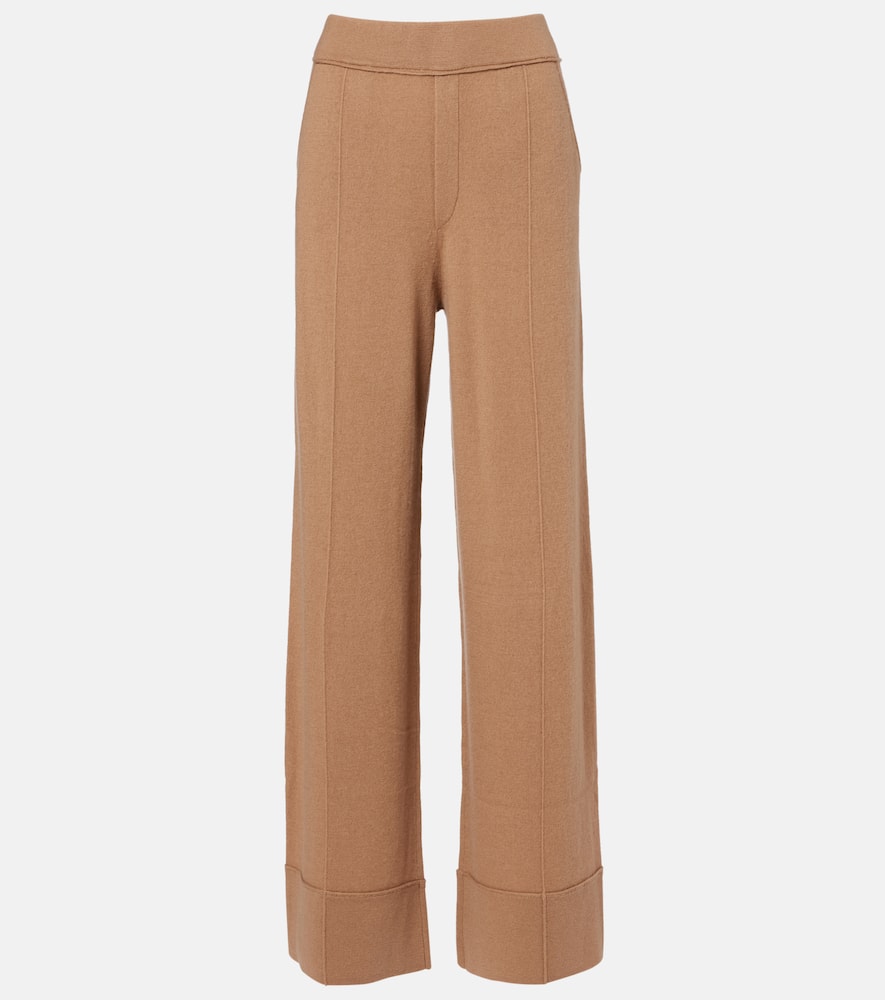 Jardin Des Orangers High-rise Wool And Cashmere Wide-leg Pants In Brown