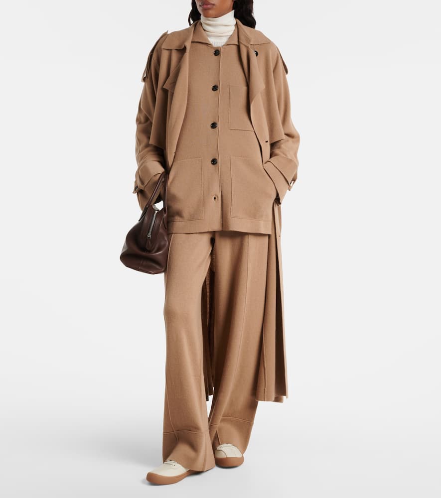 Jardin Des Orangers High-rise Wool And Cashmere Wide-leg Pants In Brown
