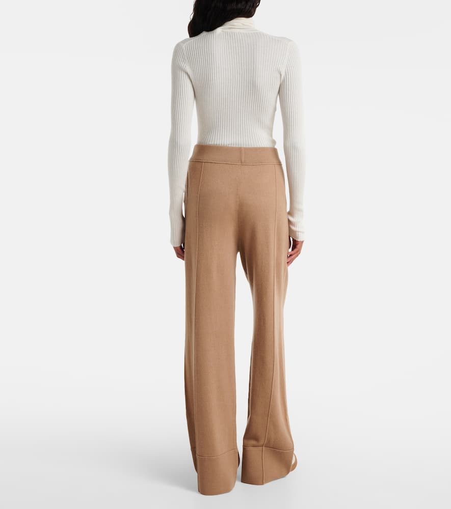 Jardin Des Orangers High-rise Wool And Cashmere Wide-leg Pants In Brown