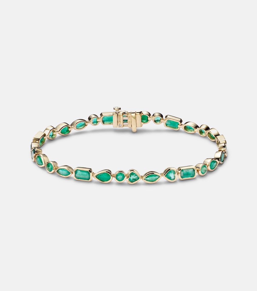 Shay Jewelry 18kt gold tennis bracelet with emeralds