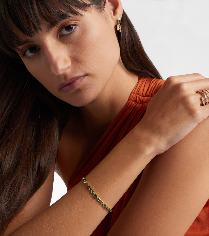 Shay Jewelry 18kt gold tennis bracelet with emeralds