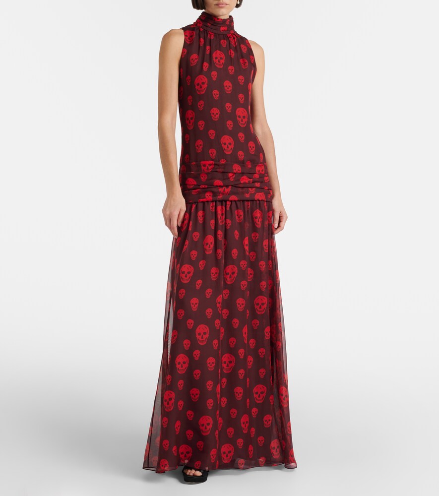 McQueen Skull silk maxi dress