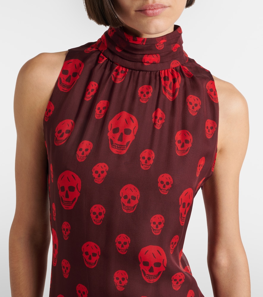 Mcqueen Mcqueen Skull Silk Maxi Dress 