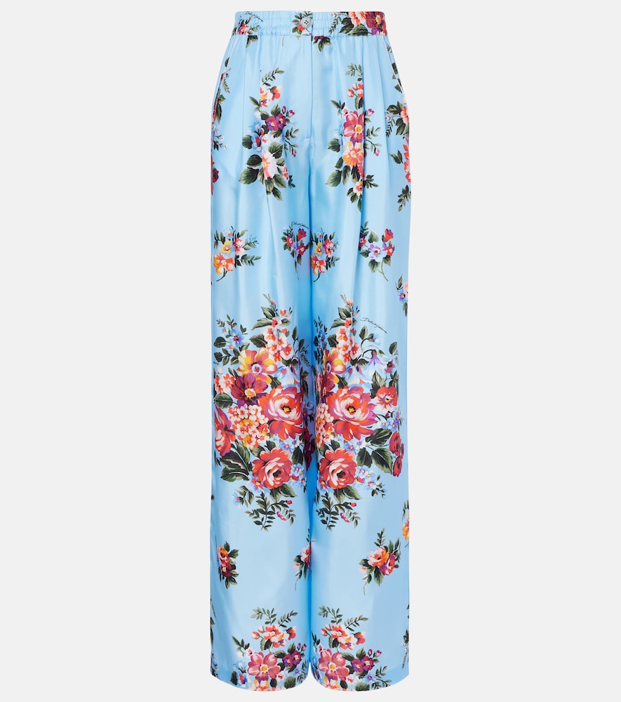 Dolce & Gabbana Floral silk wide-leg pants