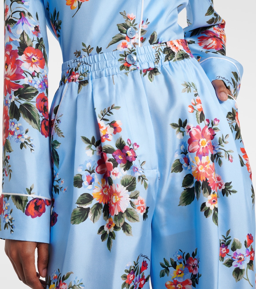  Dolce&gabbana Dolce&gabbana Floral Silk Wide-leg Pants 