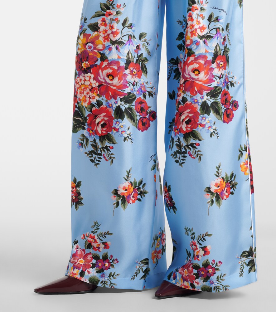  Dolce&gabbana Dolce&gabbana Floral Silk Wide-leg Pants 