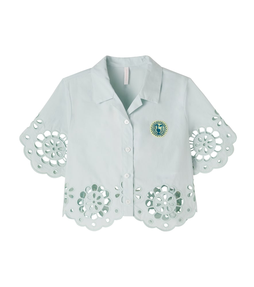 Zimmermann Kids Green Awaken Embroidered Scalloped Cotton Shirt Y Size 12 - Mytheresa