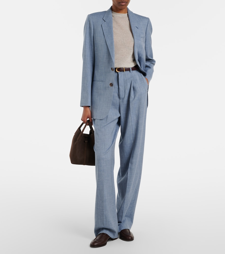  Loro Piana Loro Piana Hector Wool, Silk, And Linen Wide-leg Pants 