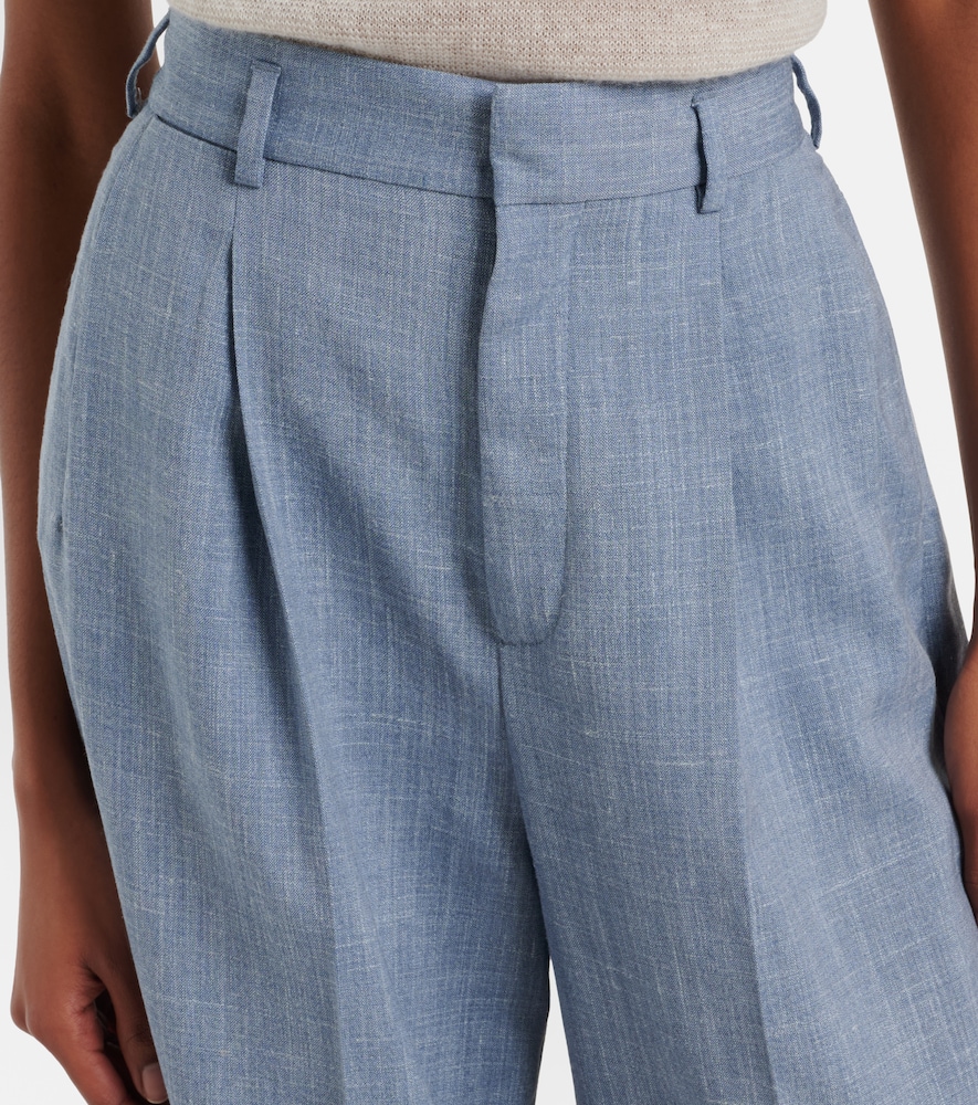 Hector Wool, Silk, And Linen Wide-Leg Pants