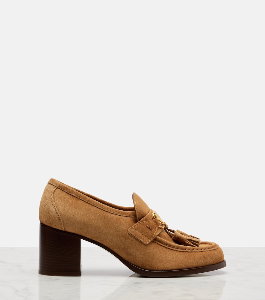 Valentino Vlogo 60 Suede Loafer Pumps In Brown