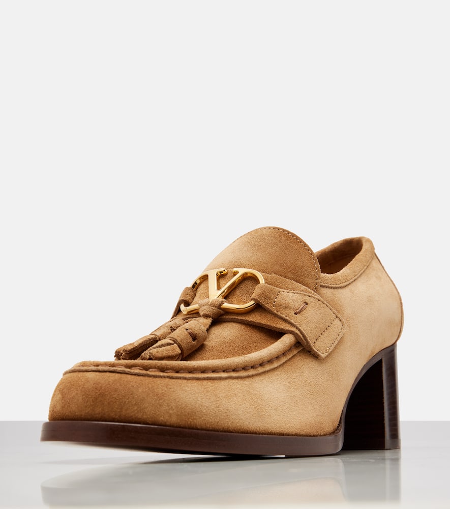 Valentino Vlogo 60 Suede Loafer Pumps In Brown