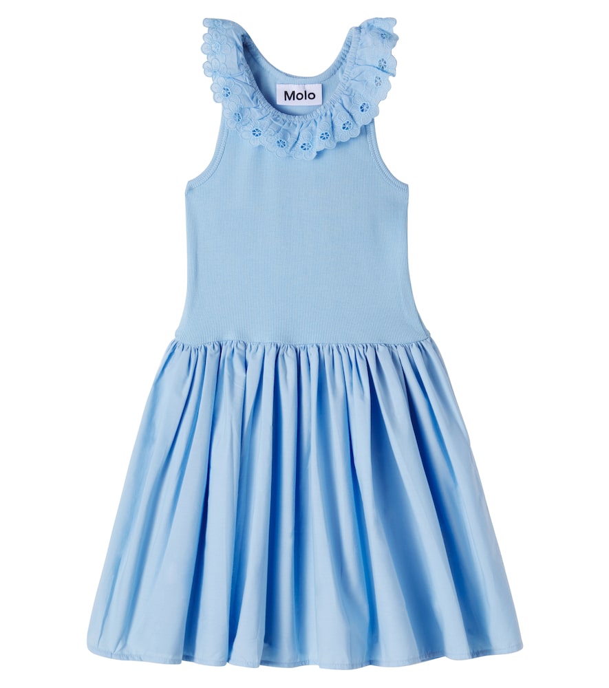 Molo Croco Embroidered Cotton Blend Dress