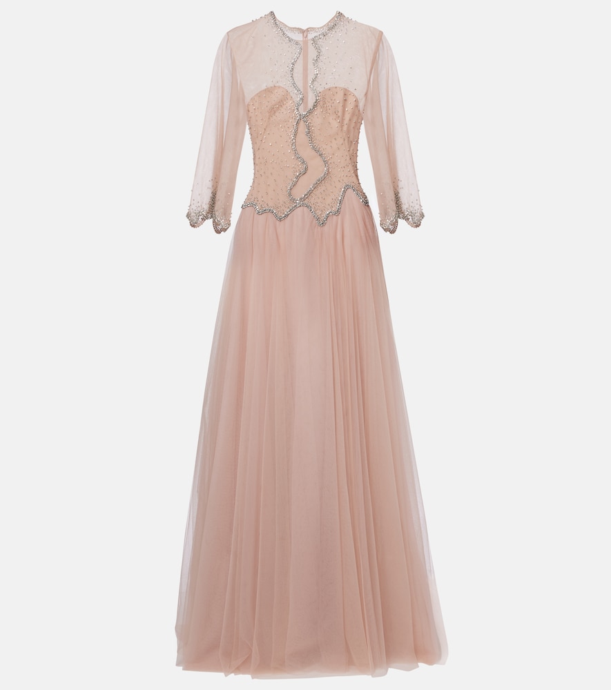 Costarellos Evanna embellished tulle gown
