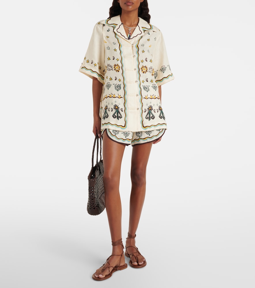 Alémais Sun Dancer printed linen shorts