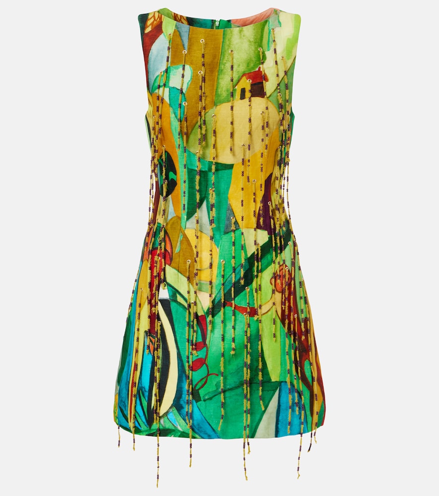 Alemais Alémais Mokshini beaded linen-blend minidress