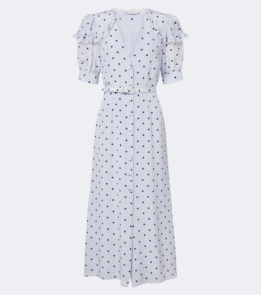 Belted Polka-Dot Silk Midi Dress