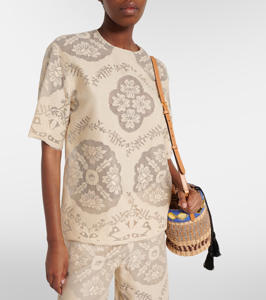 Valentino Floral knitted cotton-blend top