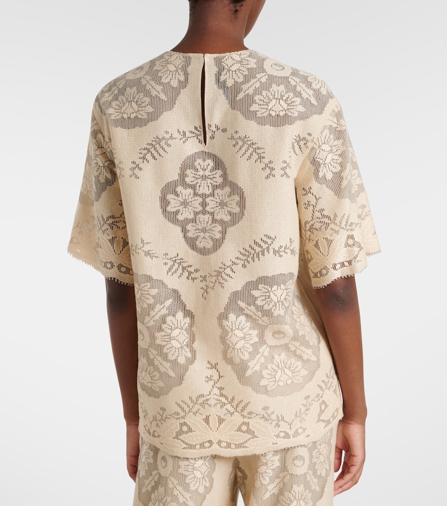  Valentino Valentino Floral Knitted Cotton-blend Top 