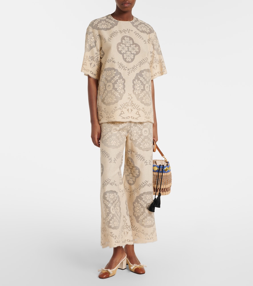  Valentino Valentino Floral Knitted Cotton-blend Top 