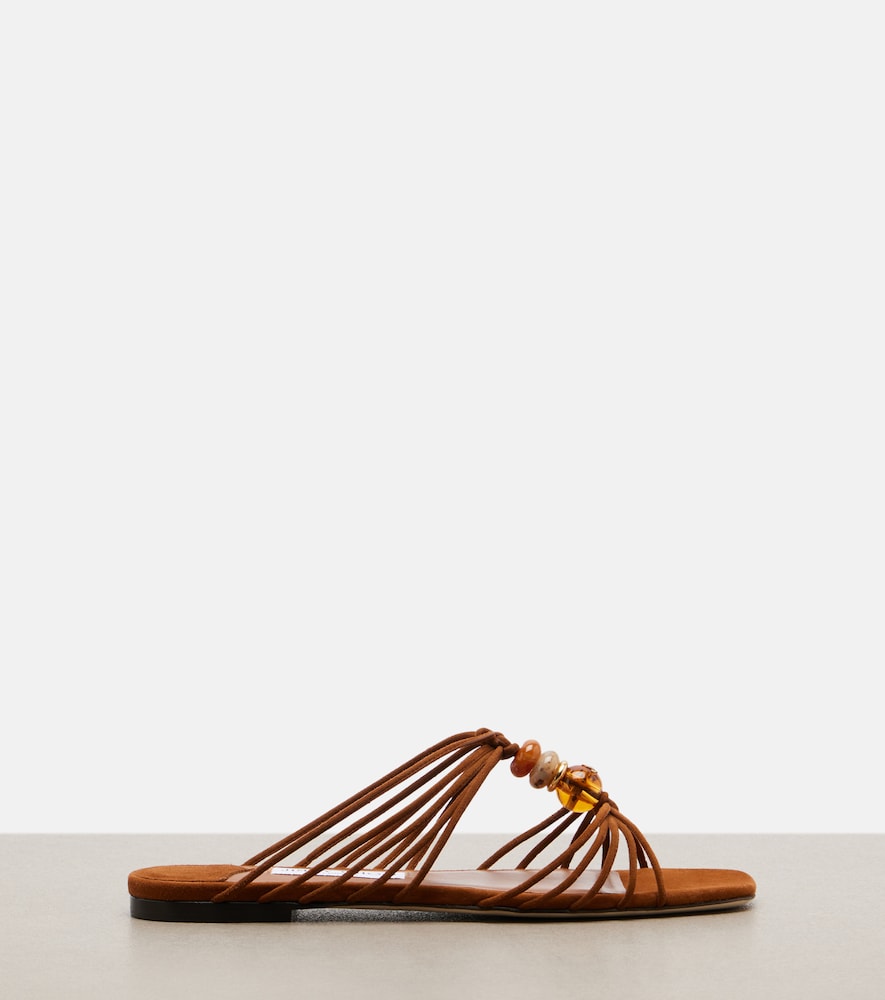  Jimmy Choo Jimmy Choo Lova Beaded Suede Sandals 
