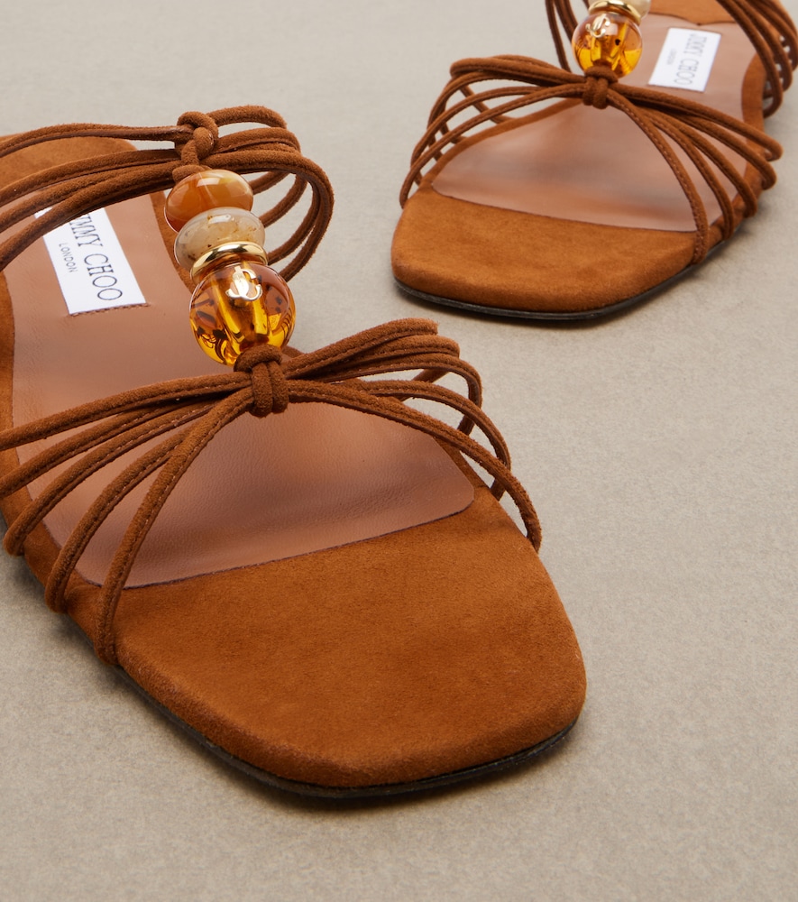  Jimmy Choo Jimmy Choo Lova Beaded Suede Sandals 