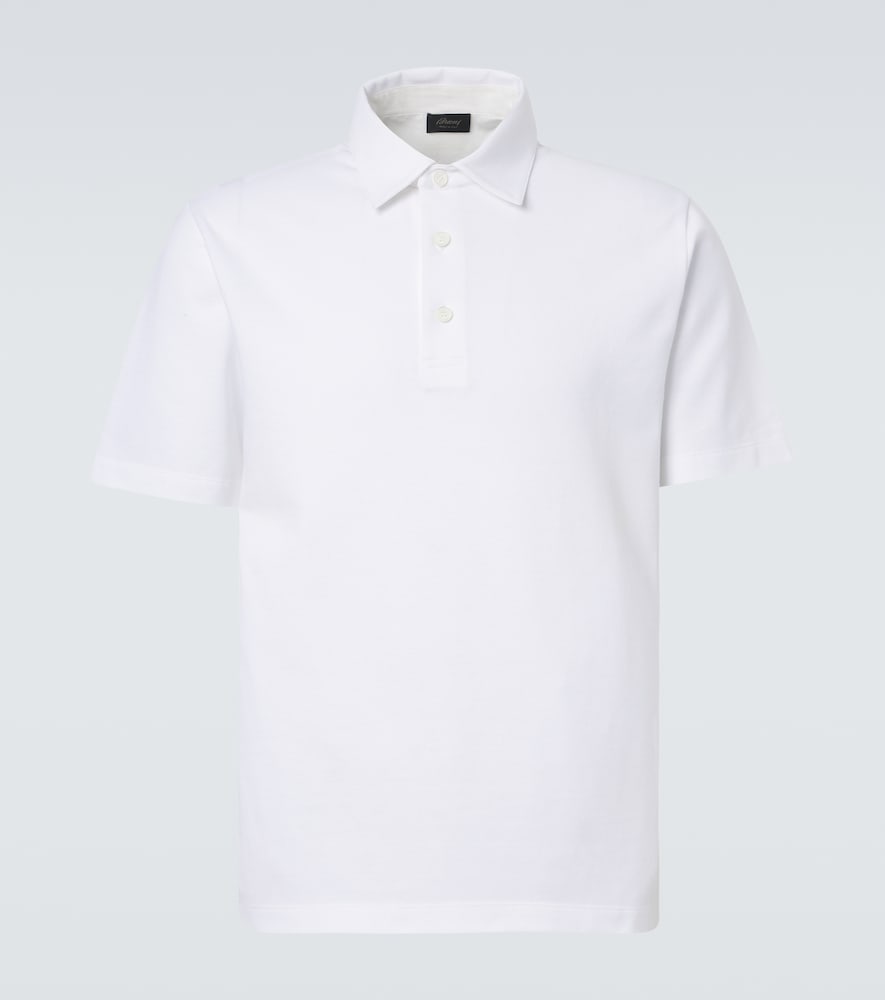 Brioni Cotton Pique Polo Shirt In White