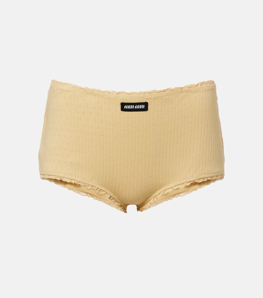 Miu Miu Pointelle cotton micro shorts