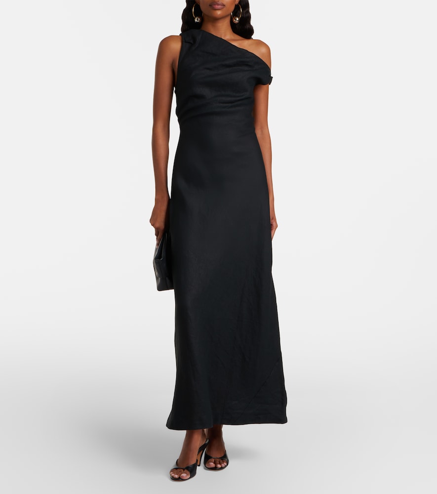 Faithfull Sius asymmetric linen midi dress