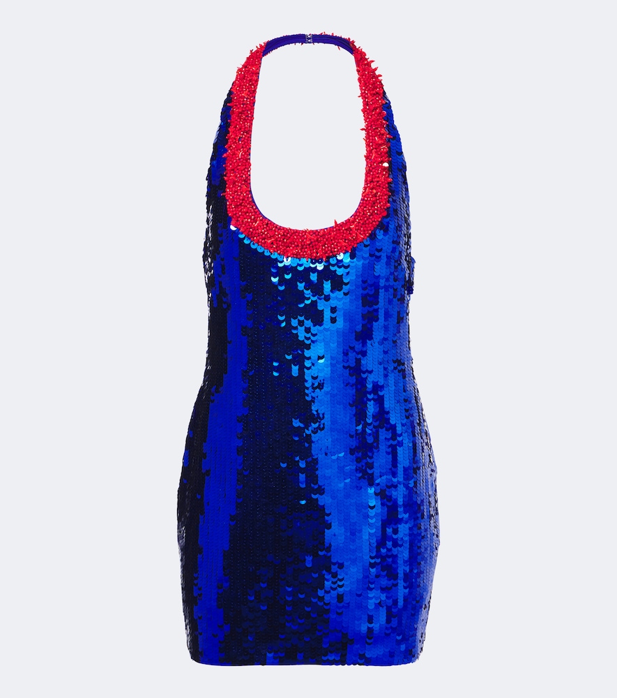 Retroféte Retrofête Lunexa Embellished Halterneck Minidress In Blue