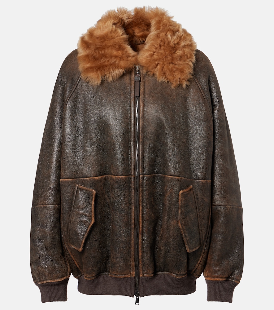 Blouson Monili aus Leder mit Shearling