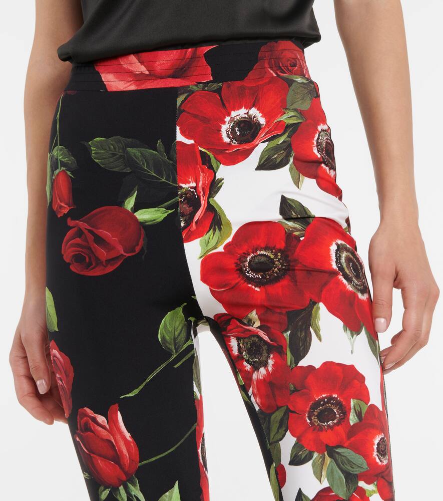 DOLCE & GABBANA FLORAL STRETCH-JERSEY LEGGINGS,P00547737