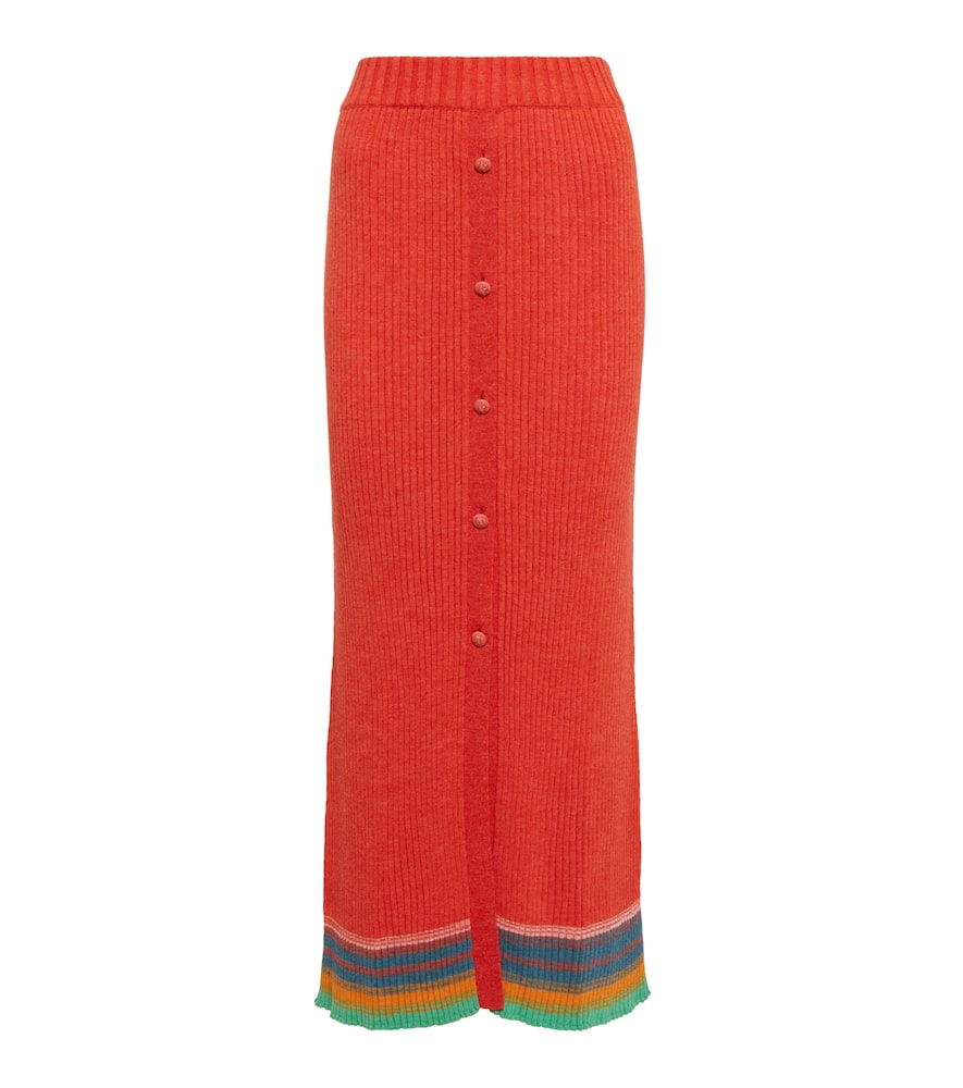 Etro Striped ribbed-knit skirt
