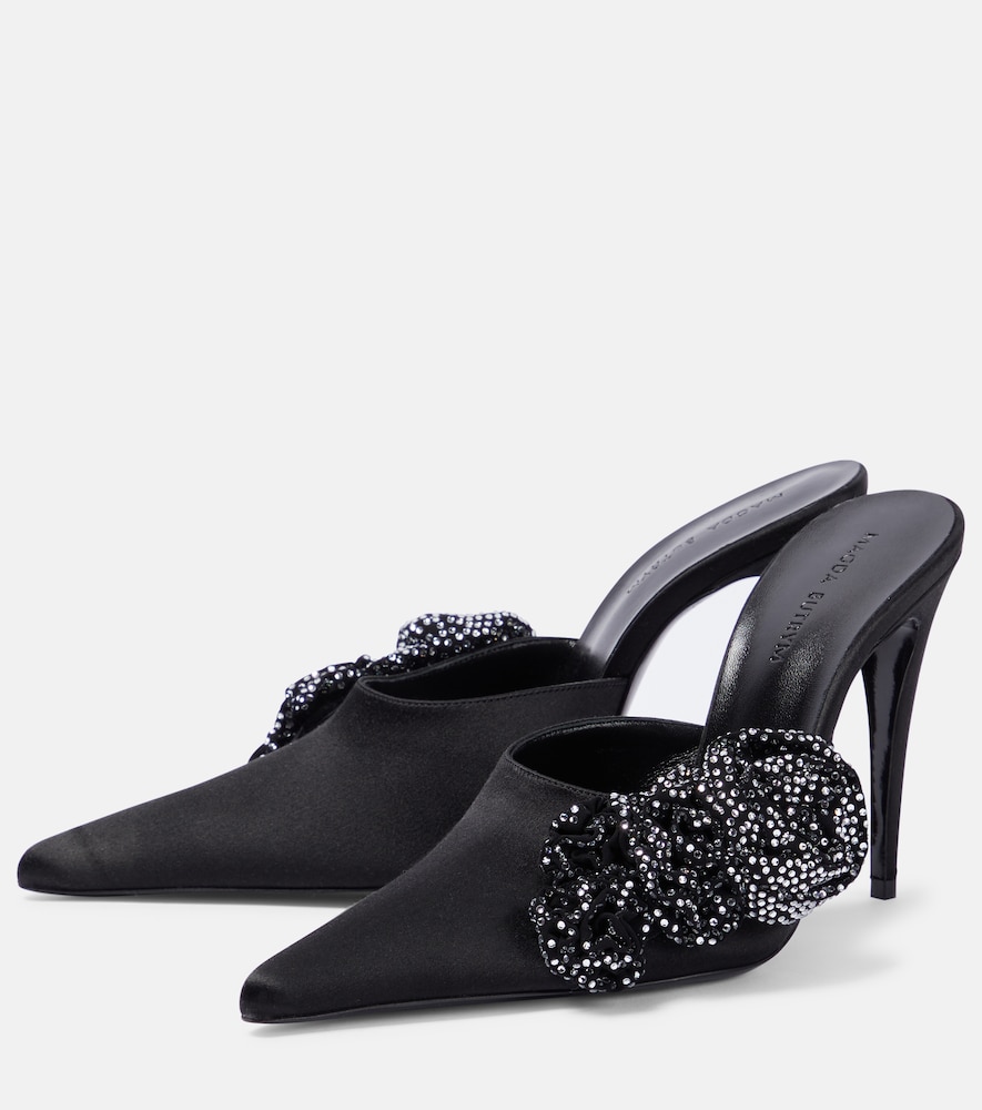  Magda Butrym Magda Butrym Floral-applique Embellished Satin Mules 