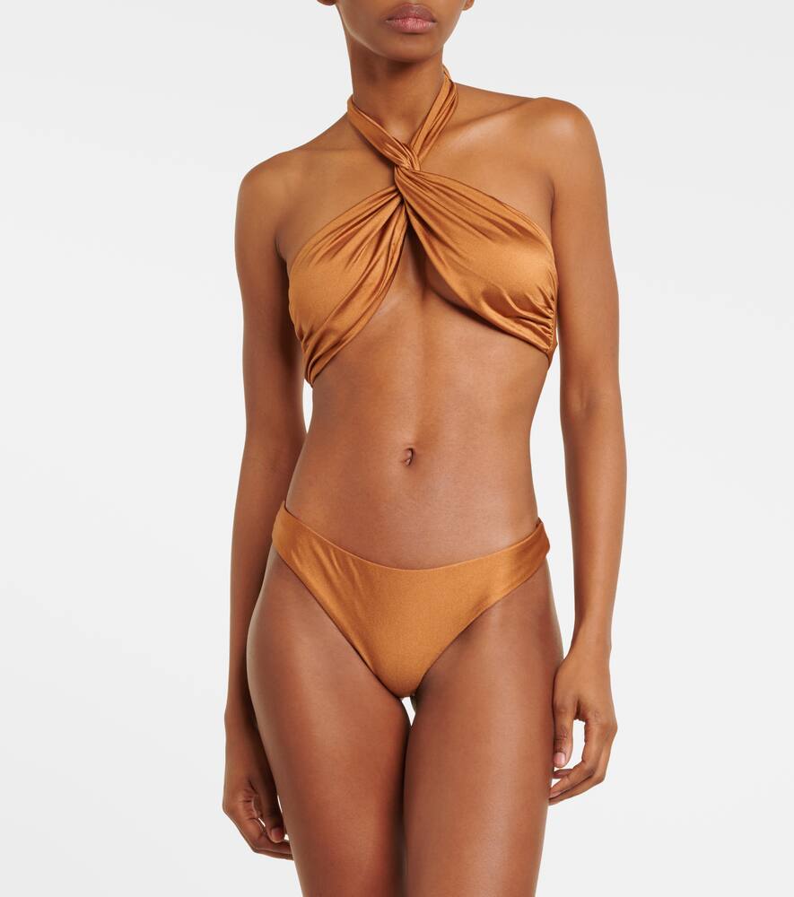 Shop Jade Swim Helix Halterneck Bikini Top In Brown