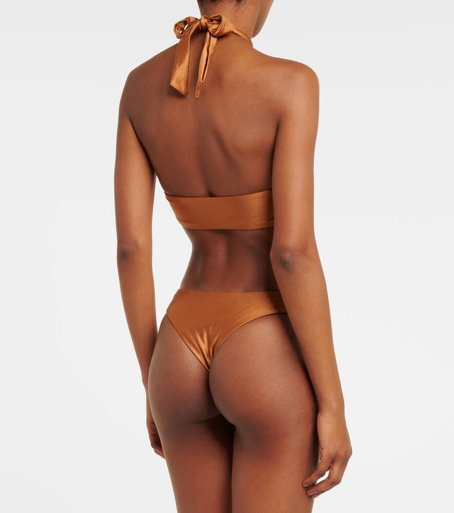 Shop Jade Swim Helix Halterneck Bikini Top In Brown