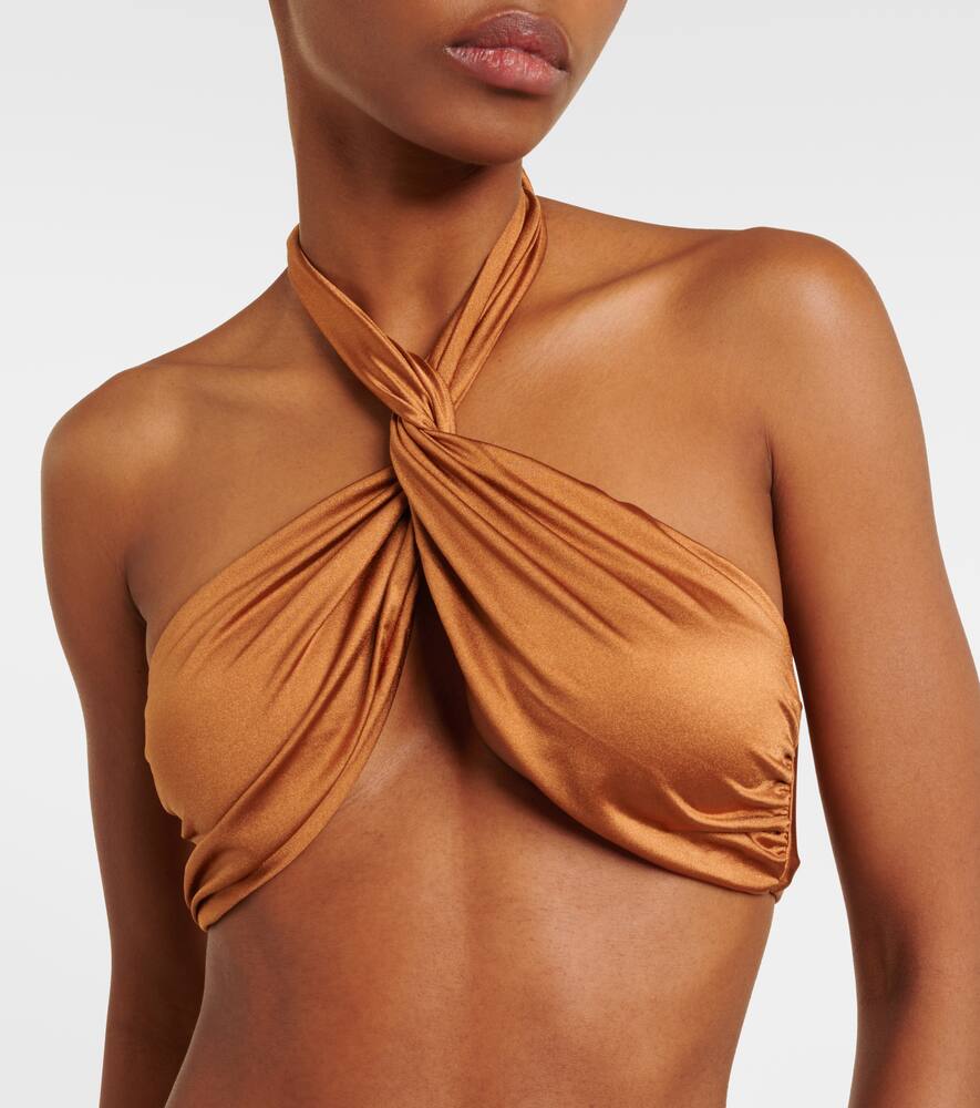 Shop Jade Swim Helix Halterneck Bikini Top In Brown