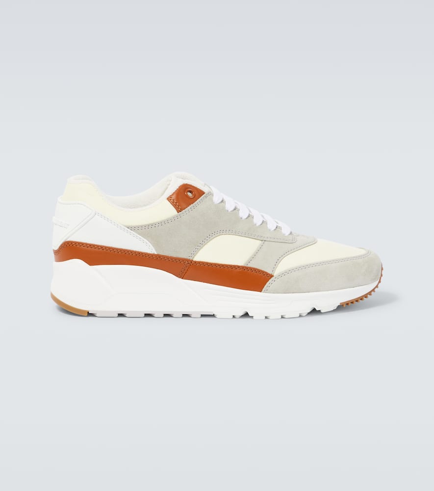 Bump leather-trimmed sneakers