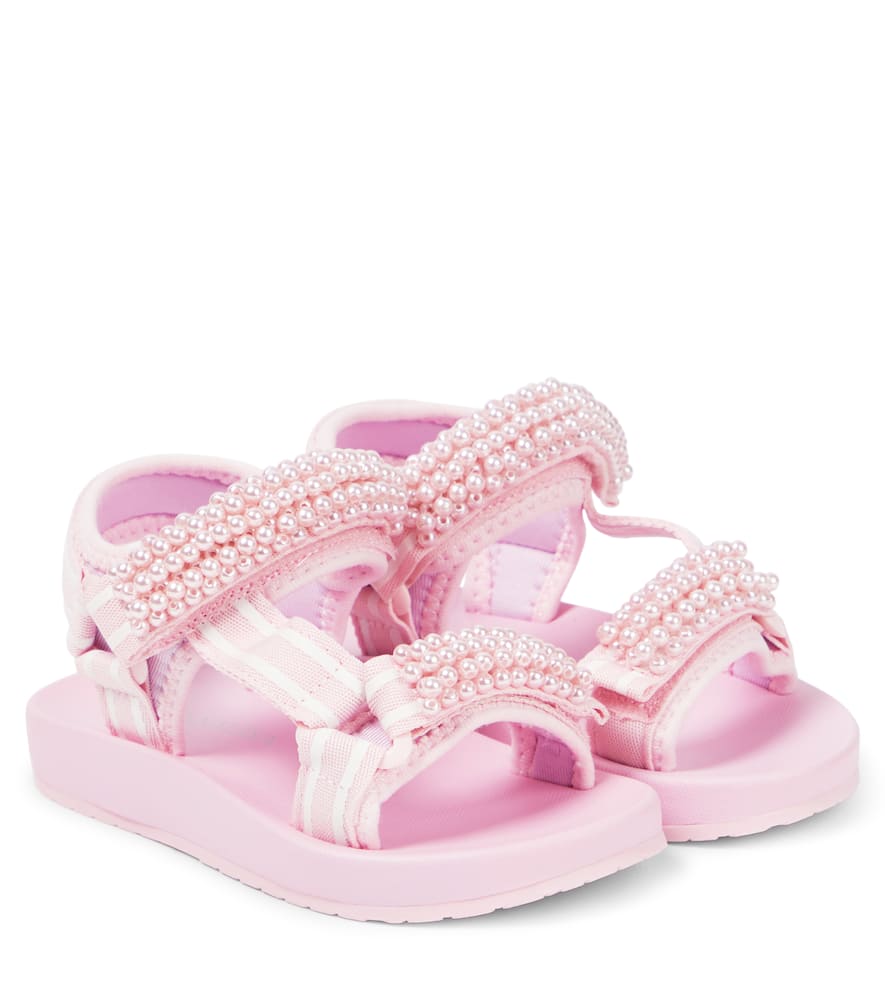 Monnalisa Rhinestone-embellished Sandals In Pink