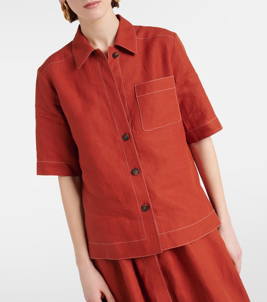 Shop Tod's Linen Shirt In Red