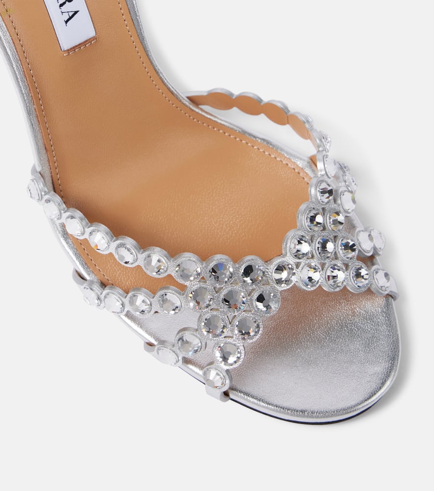 Aquazzura Tequila 85 Crystal-embellished Sandals In Silver