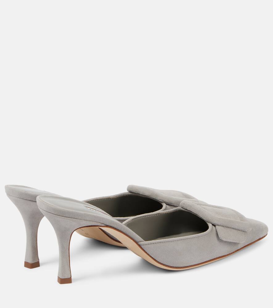 Manolo Blahnik Maysale Suede Mules In Grey